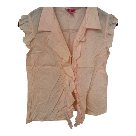 She's Cool Sleeveless Blouse with Ruffled Tie Front and Notched Collar - Picture 4 of 4